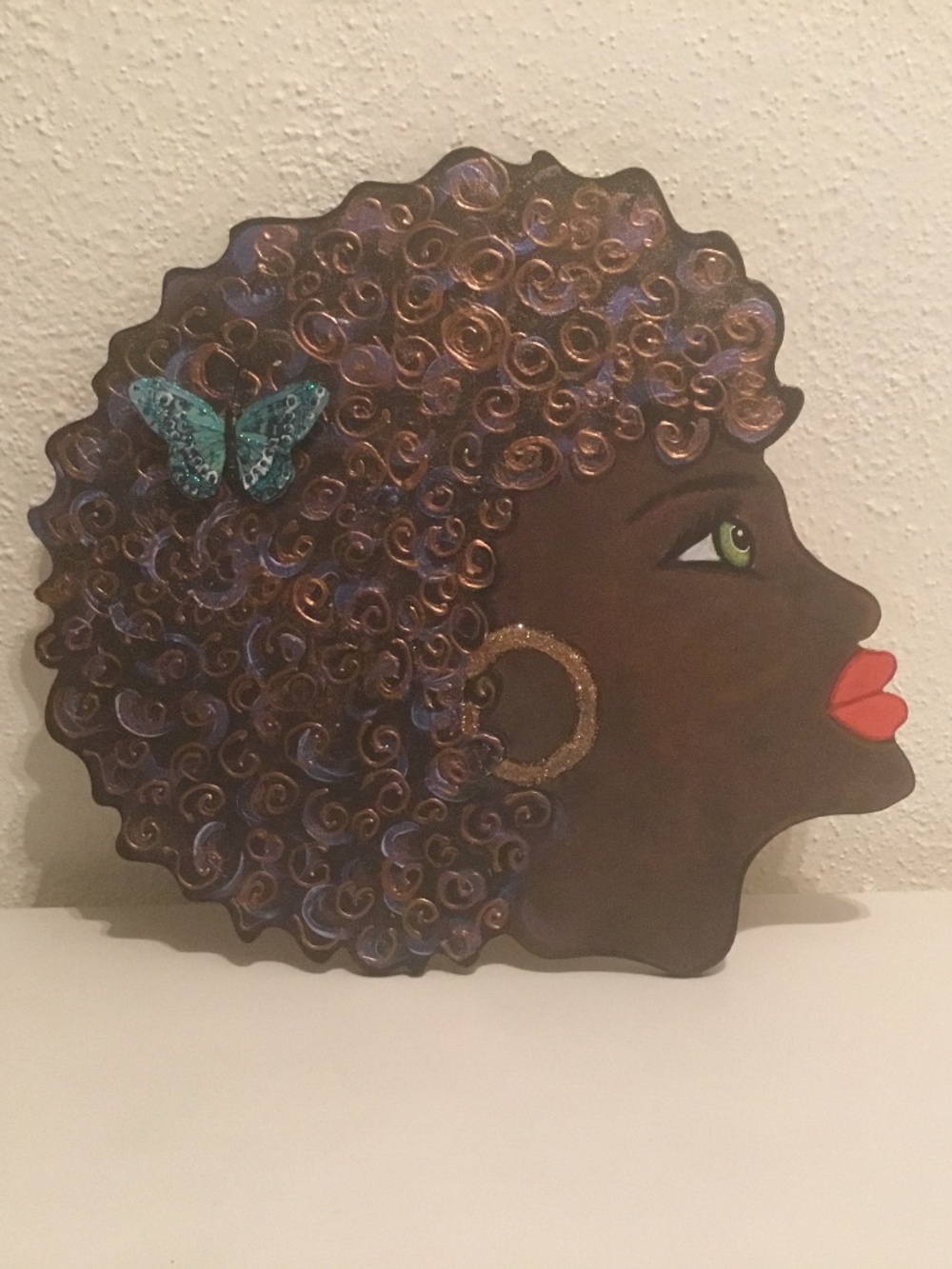 New, Hand painted mixed Media Wooden Wall Decor 11 X 11 inches.